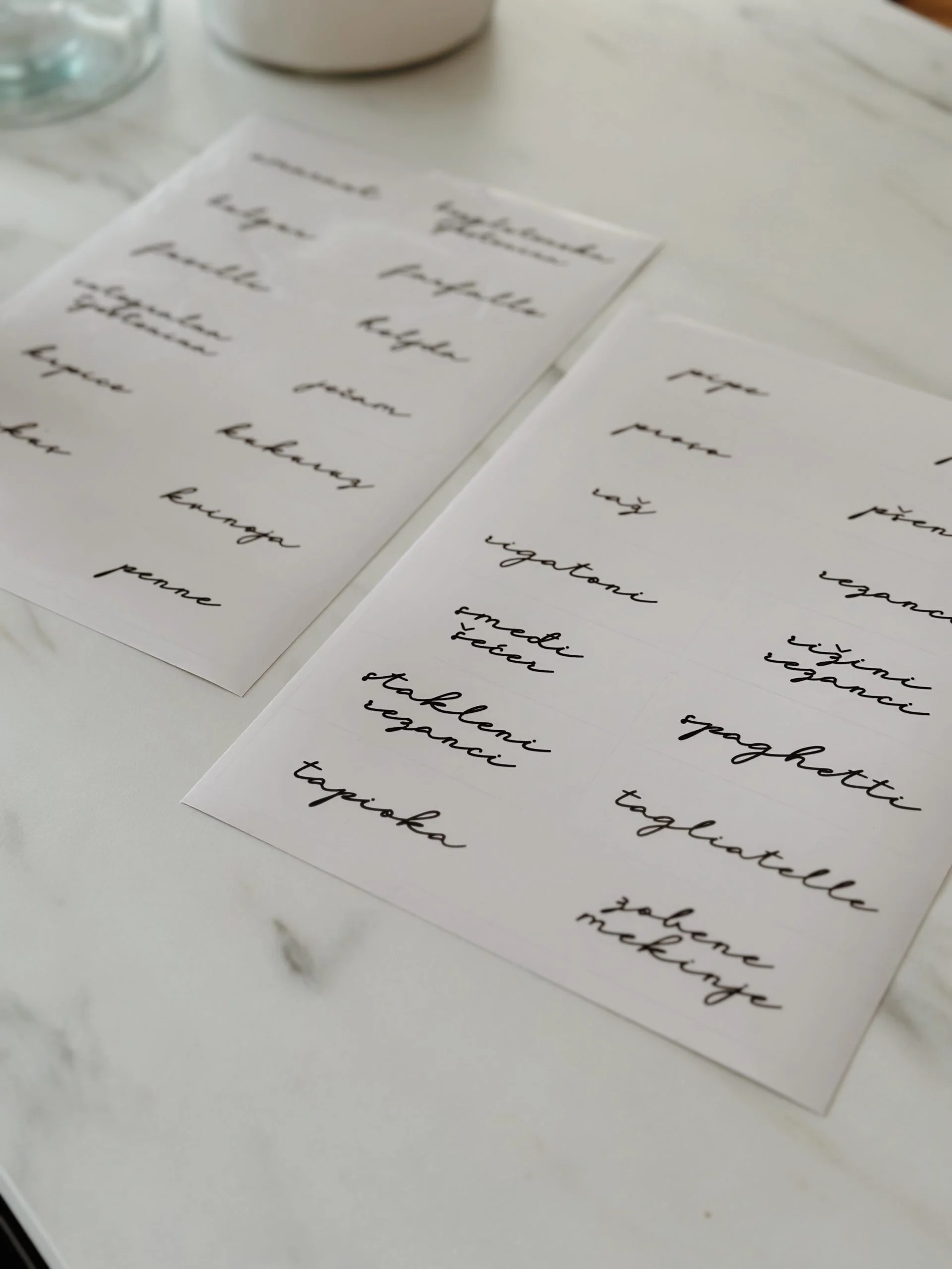 Etikete za hranu liste