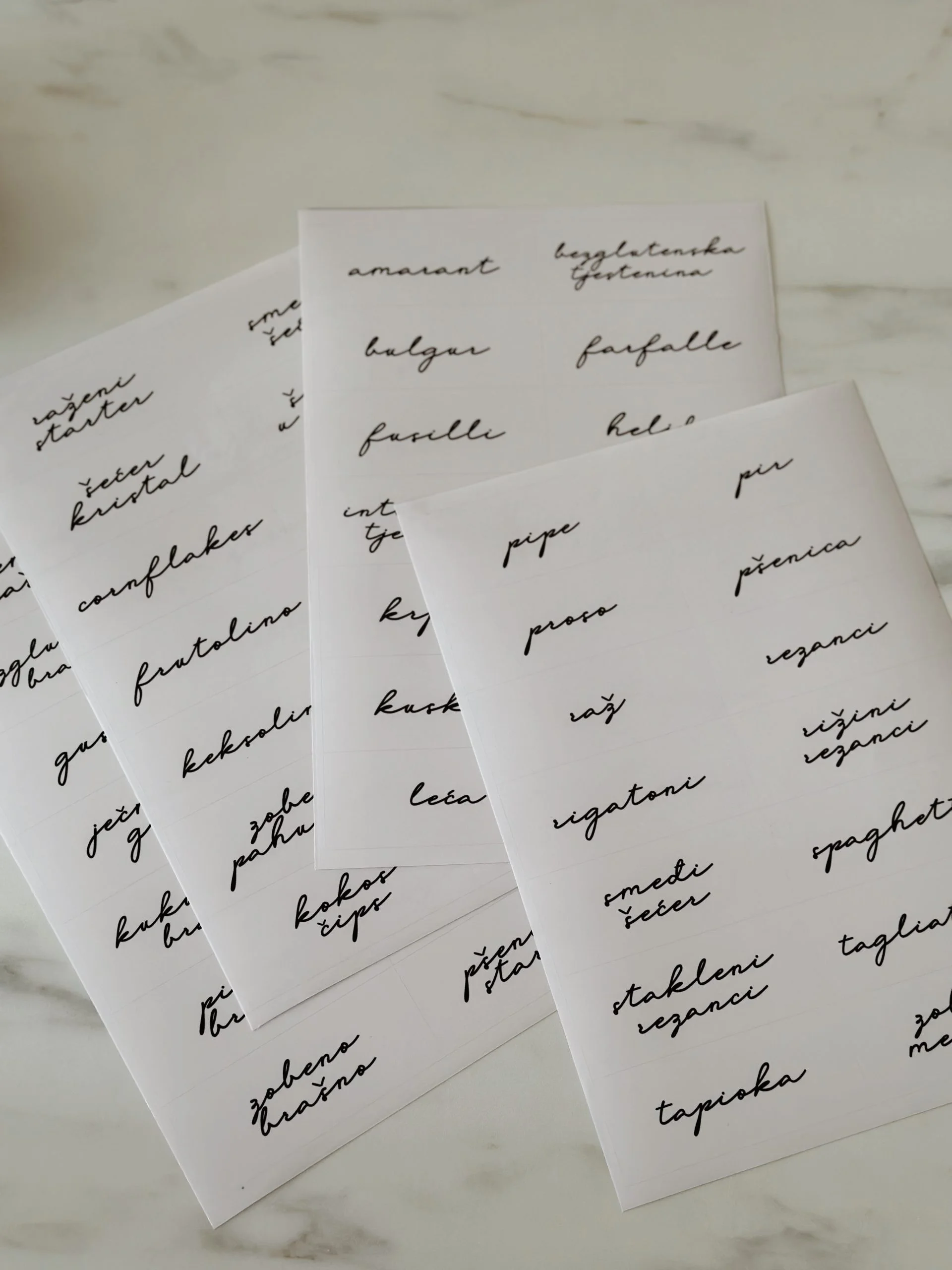 Etikete za hranu liste etiketa