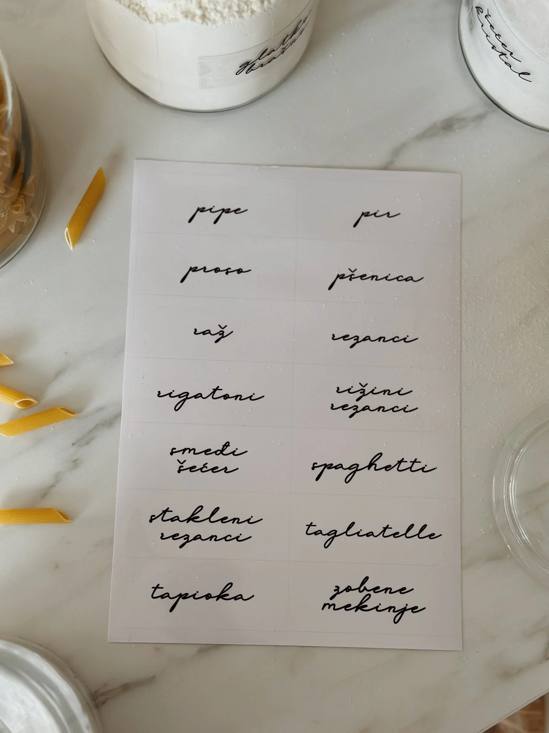 Etikete za hranu lista